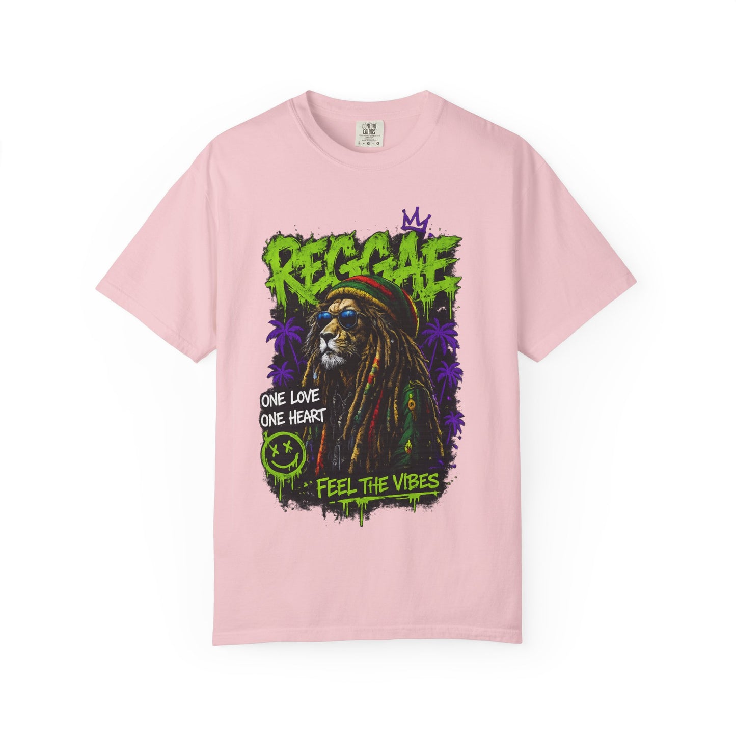 Reggae Lion T-Shirt — "One Love One Heart" Feel the Vibes Graphic Tee