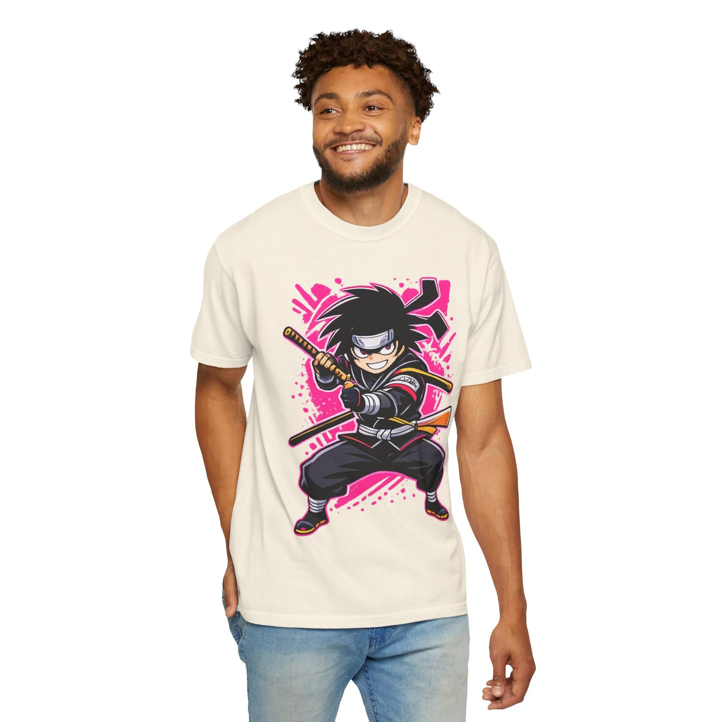 Ninja Warrior Graphic T-Shirt — Fierce Samurai Cartoon Tee for Anime Fans