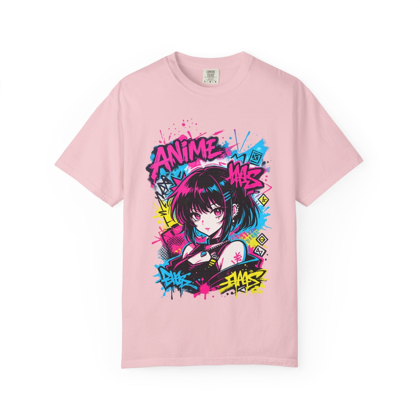 Anime Graffiti Girl T-Shirt — Neon Vaporwave Otaku Tee