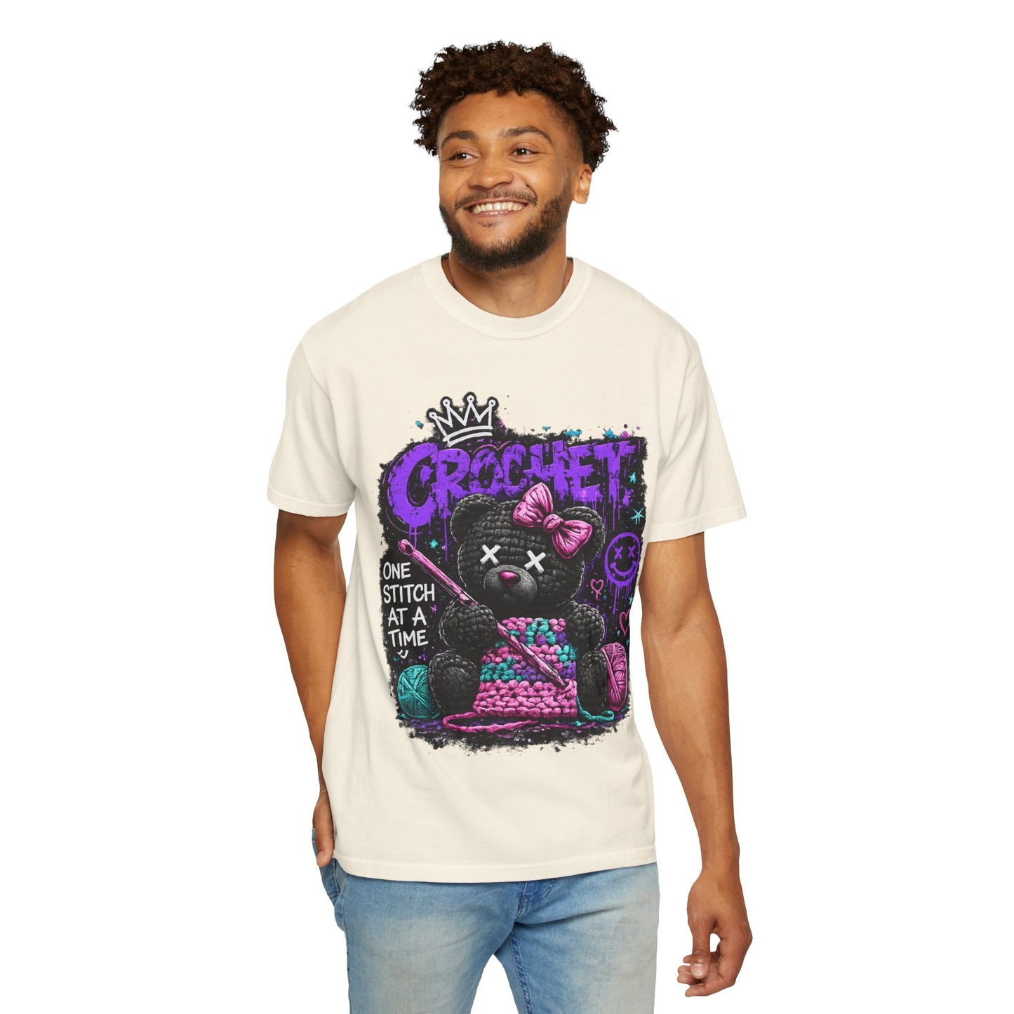 Crochet Voodoo Bear T-Shirt — "One Stitch at a Time" Crochet Graphic Tee