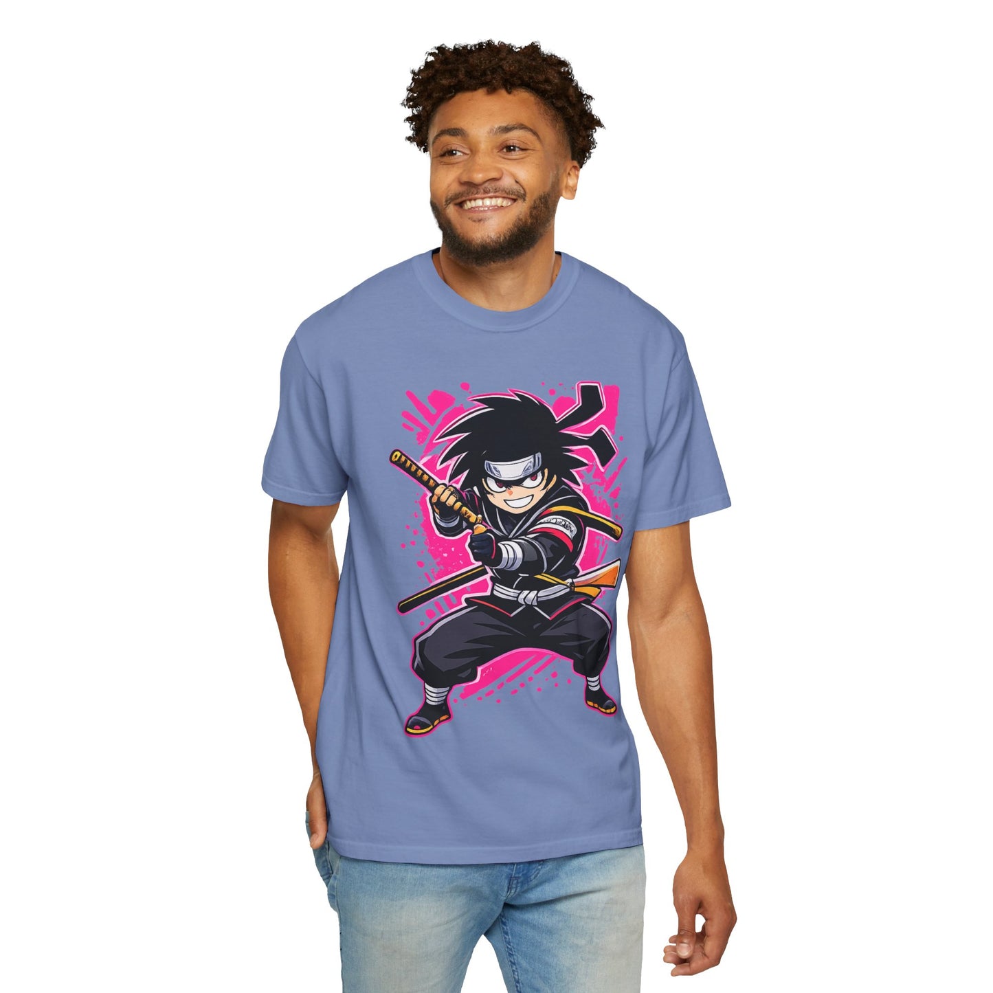 Ninja Warrior Graphic T-Shirt — Fierce Samurai Cartoon Tee for Anime Fans