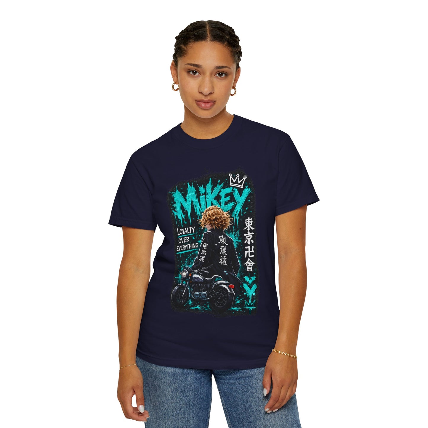 Mikey Motorcycle Graphic T-Shirt — "Loyalty Over Everything" Anime Streetwear