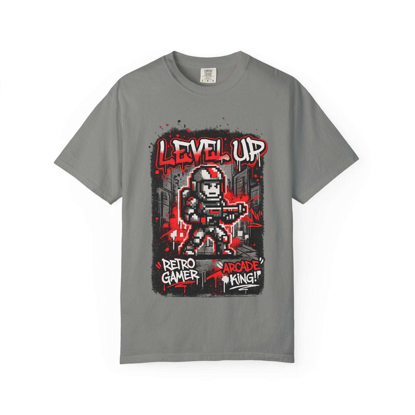 Level Up Retro Gamer T-Shirt — Arcade King Pixel Shooter Tee