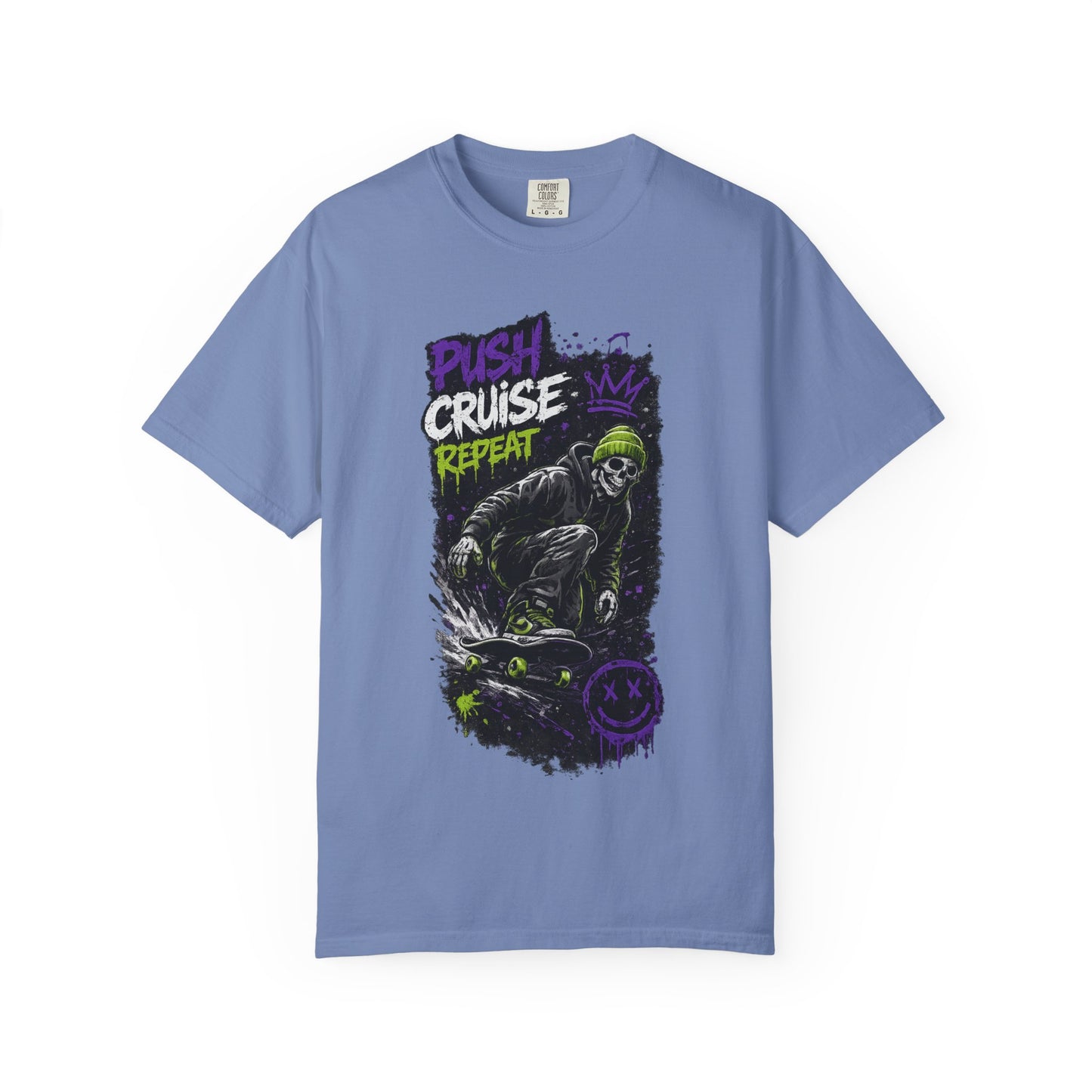 Skater Skull 'Push Cruise Repeat' T‑Shirt
