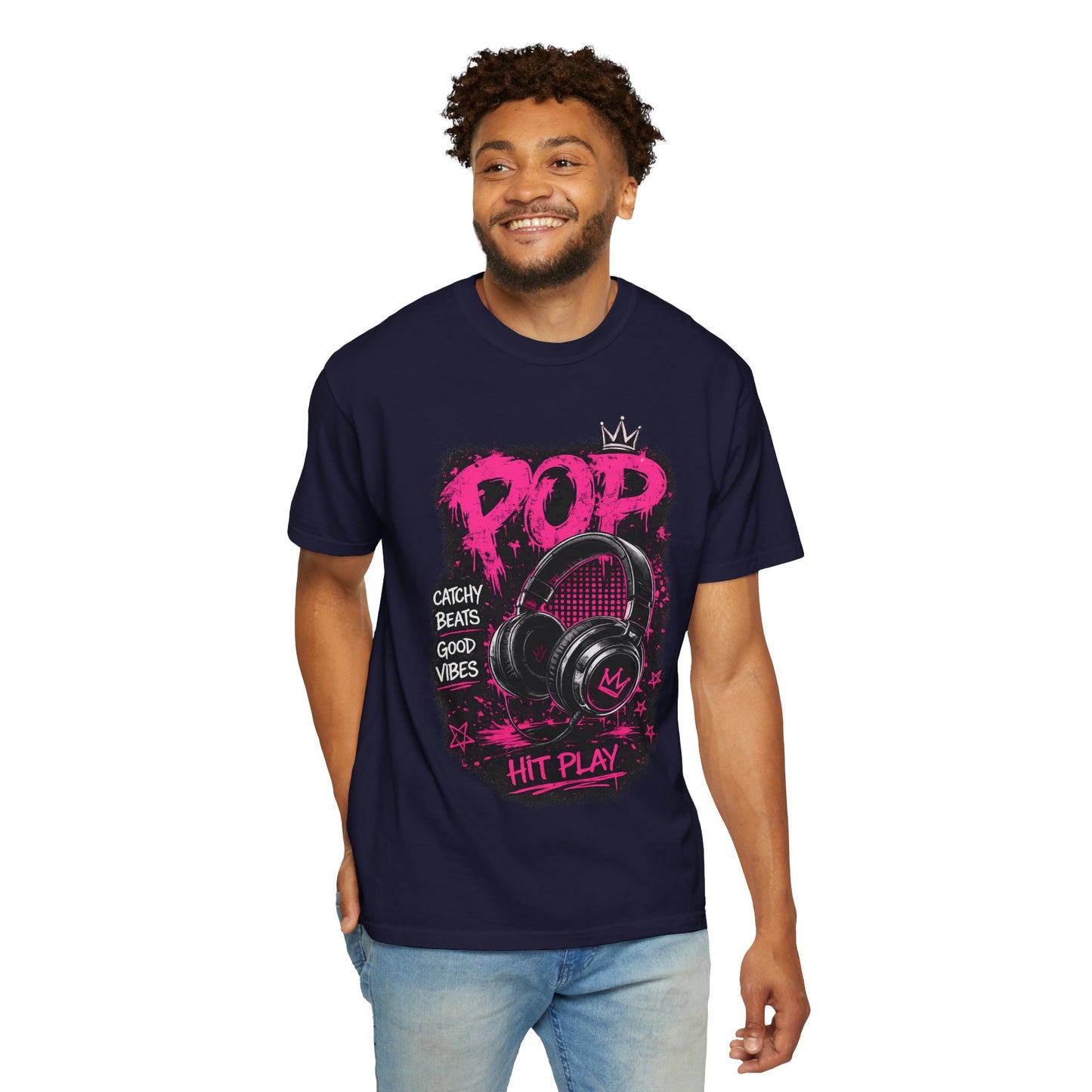 Pop Beats T-Shirt — 'POP' Headphones Graphic, Catchy Beats Good Vibes