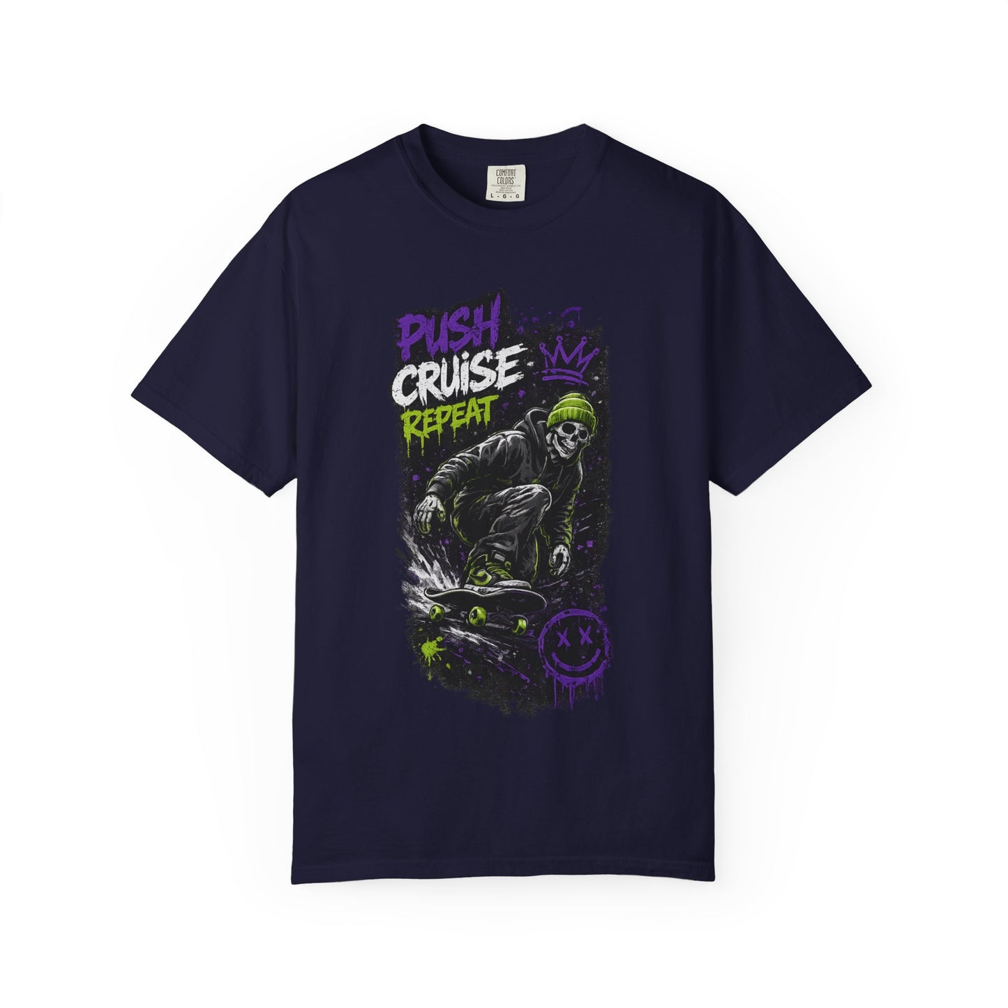Skater Skull 'Push Cruise Repeat' T‑Shirt