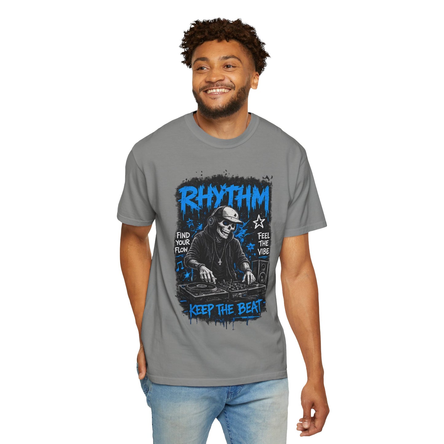 Rhythm DJ Skull Keep The Beat T-Shirt | Music Graphic Tee