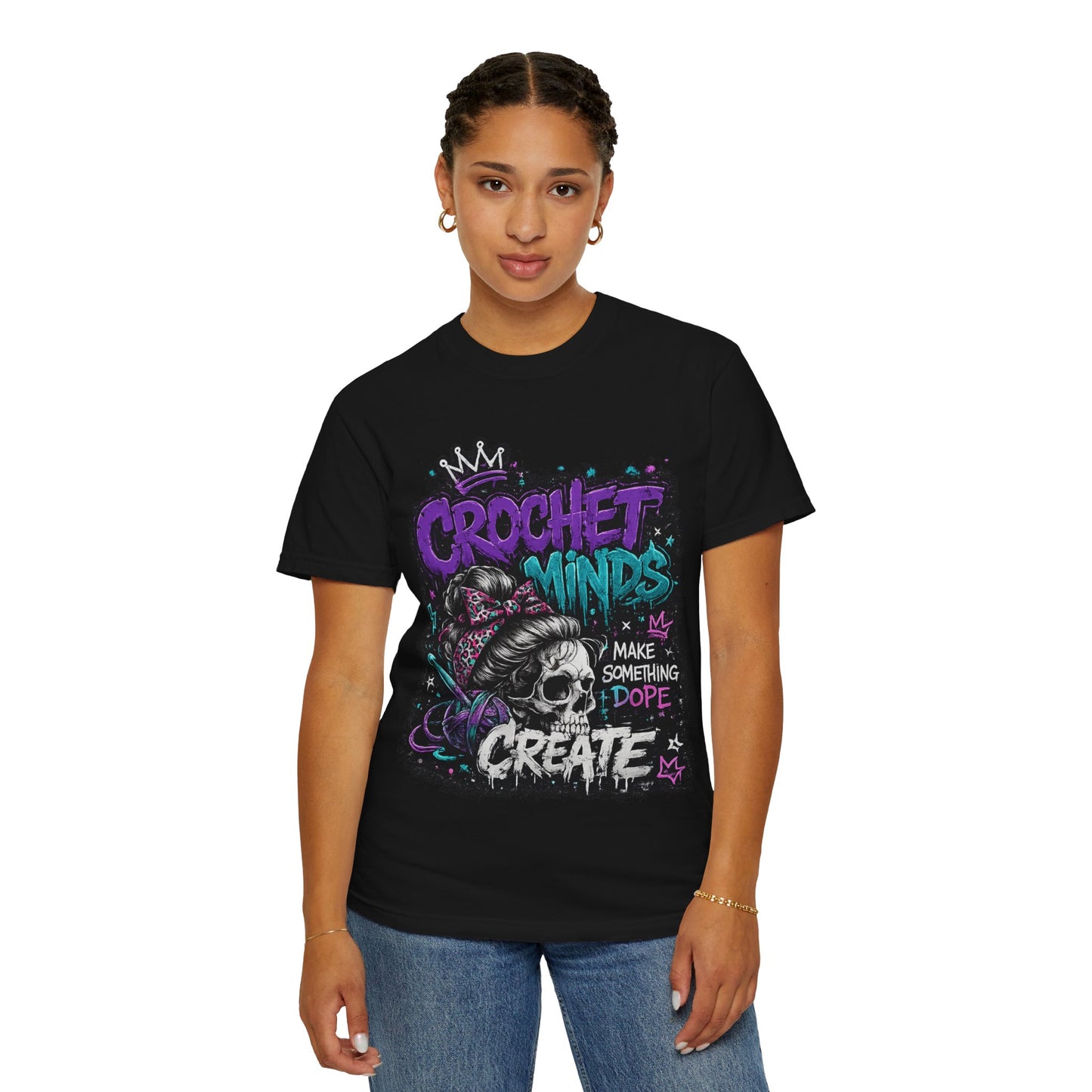Crochet Minds 'Make Something Dope' Graphic T-Shirt — Edgy Crochet Skull Tee