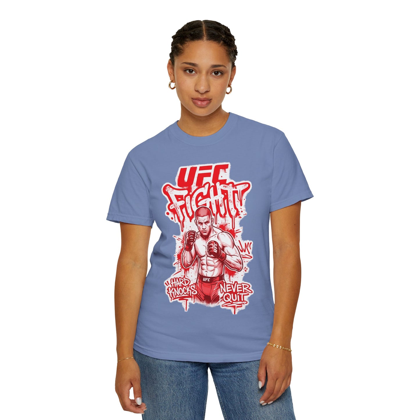 Fight Club MMA T-Shirt — 'UFC Fight' Graphic Tee, 'Hard Knocks Never Quit'
