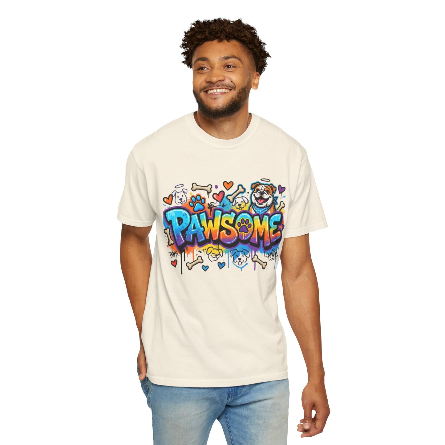 Pawsome Graffiti Dog T-Shirt — Colorful Pet Lover Tee