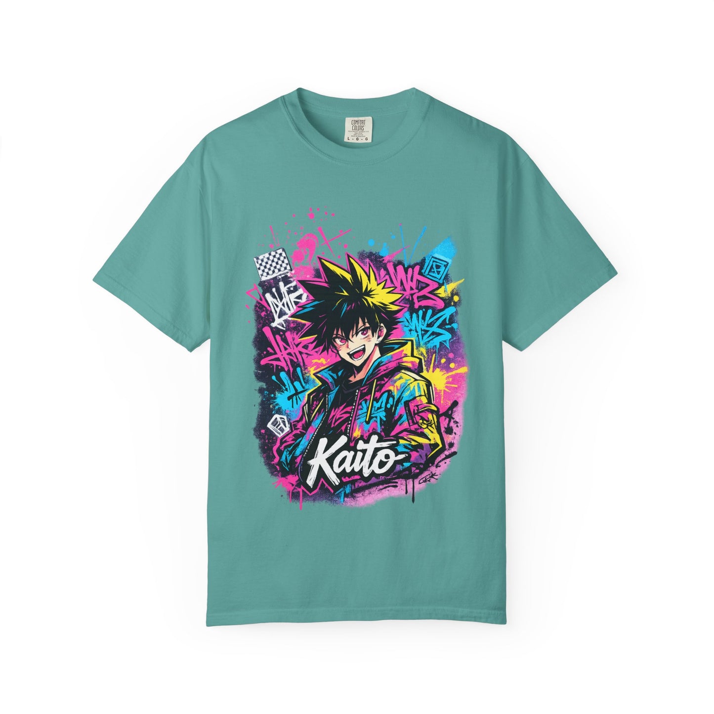 Kaito Anime Streetwear T-Shirt — Neon Graffiti Character Tee