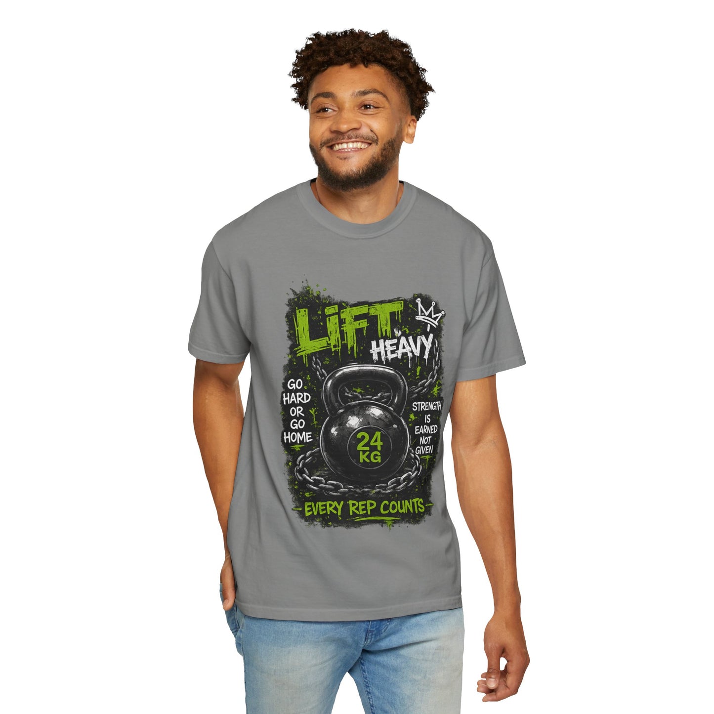 Kettlebell 'Lift Heavy' T-Shirt — Every Rep Counts Gym Tee