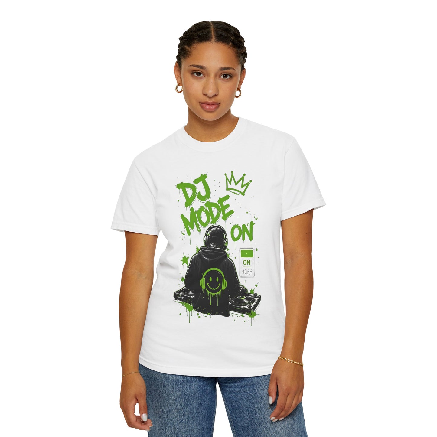 DJ Mode On T-Shirt — Neon Green DJ Graphic Tee