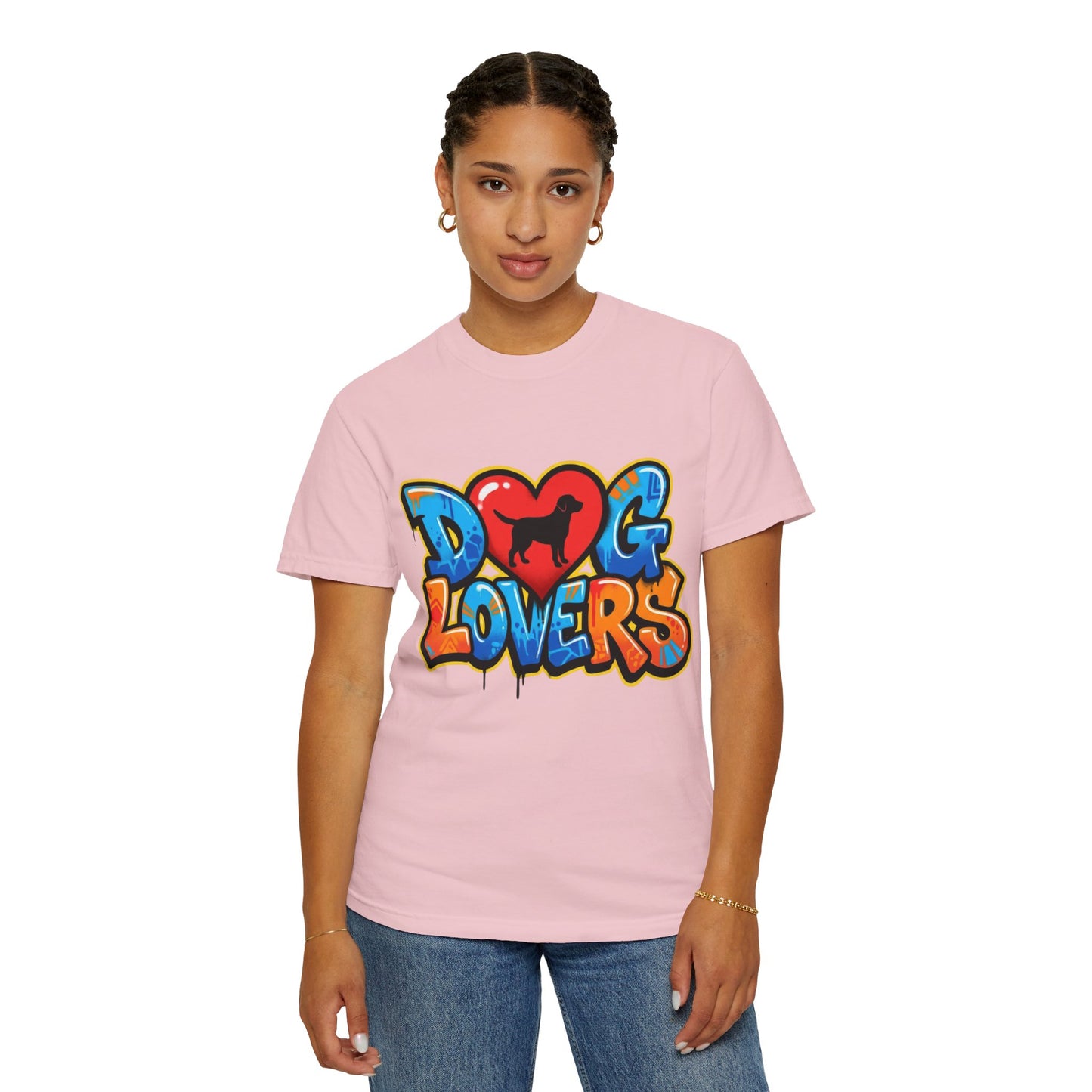 Dog Lovers Graffiti T-Shirt — Heart & Silhouette Pet Lover Tee