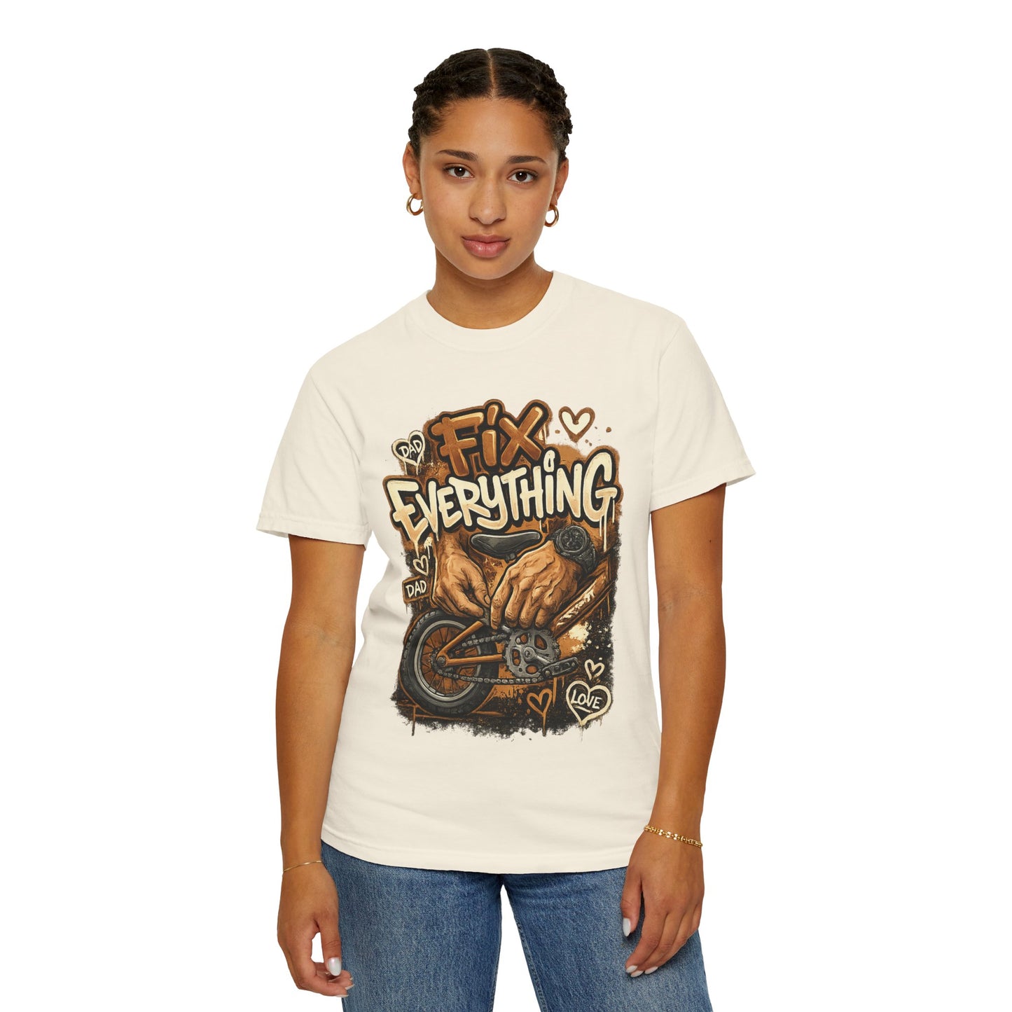 Fix Everything hands repairing bicycle T-Shirt | mechanic repair art