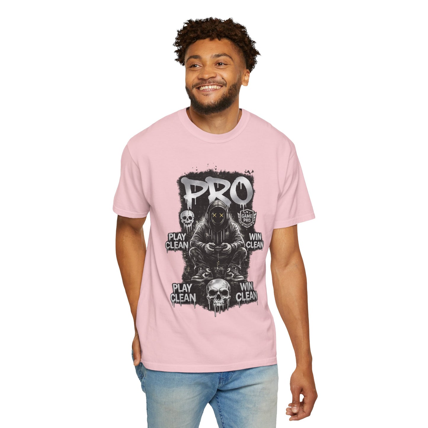 Pro Gamer Grim Reaper T-shirt | Play Clean Win Clean, Skull Controller Design
