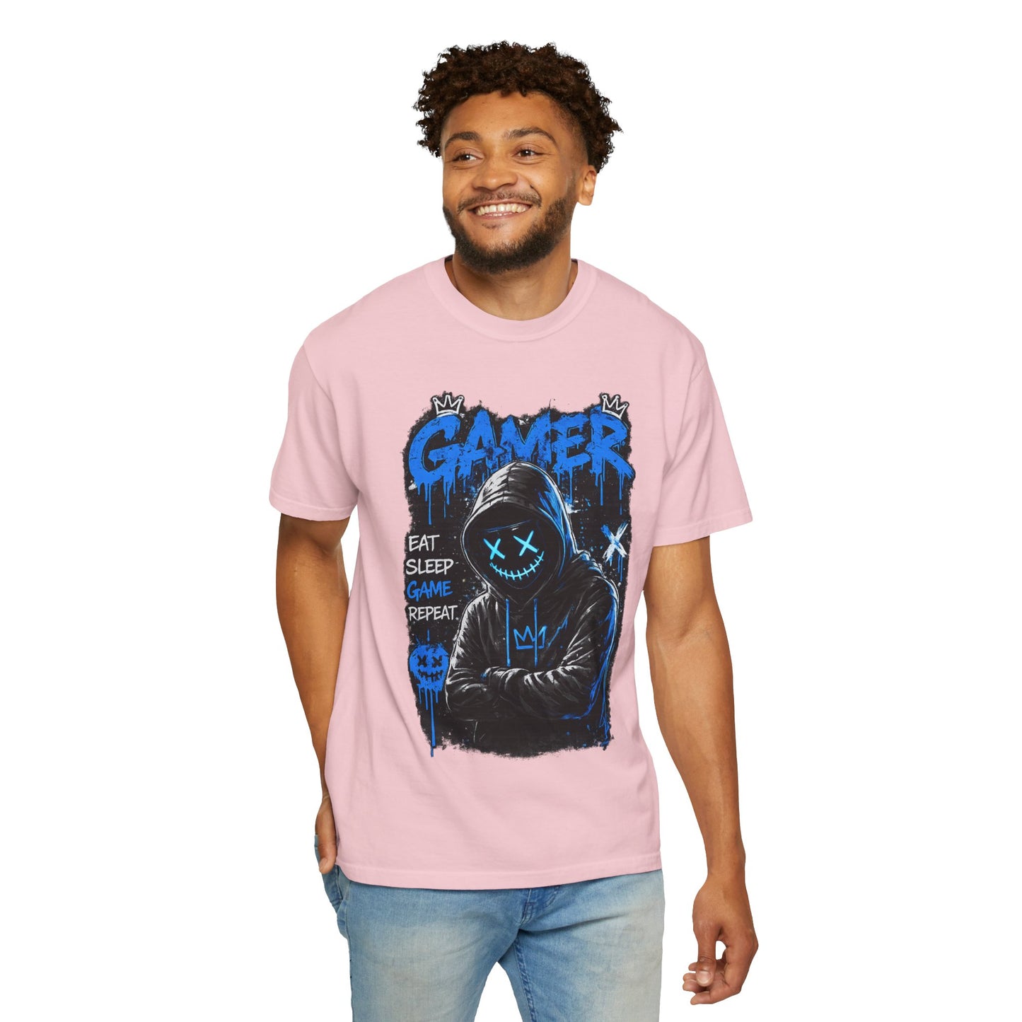 Gamer Hoodie Graphic T-Shirt — "Eat Sleep Game Repeat" Streetwear Tee