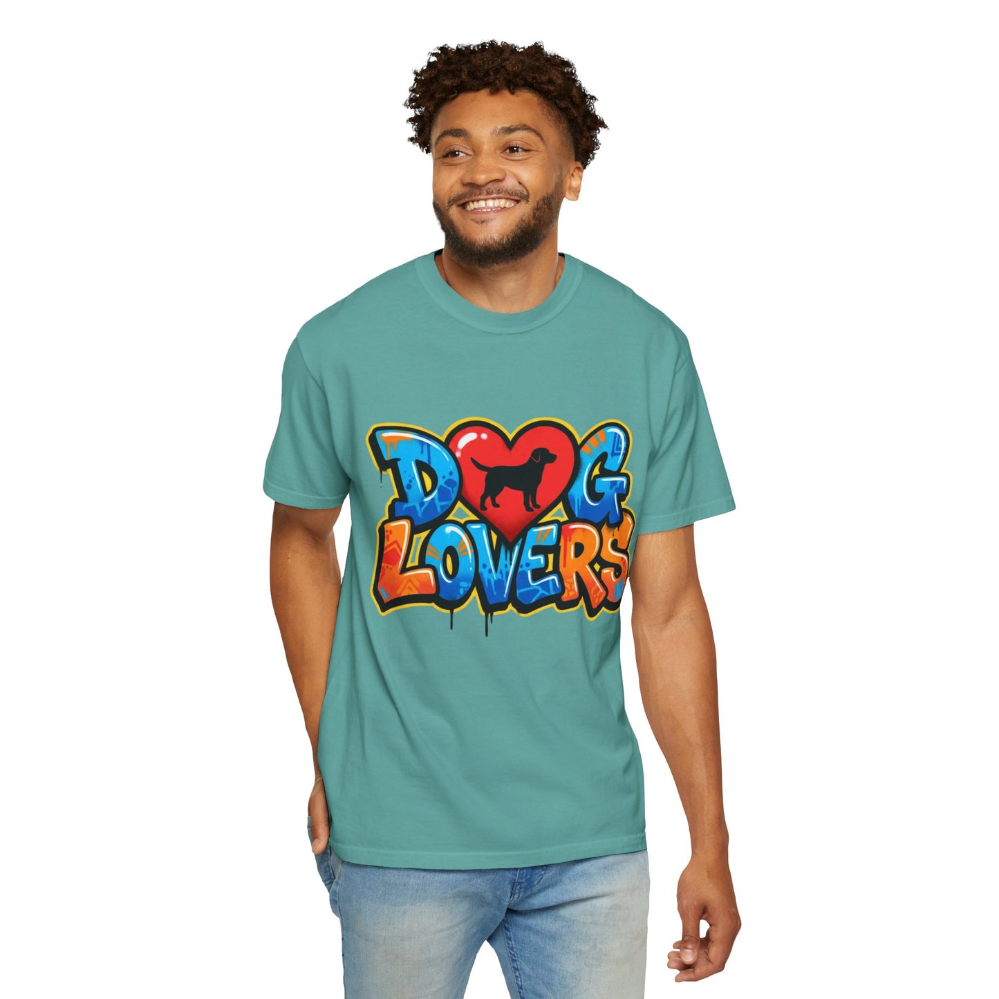 Dog Lovers Graffiti T-Shirt — Heart & Silhouette Pet Lover Tee