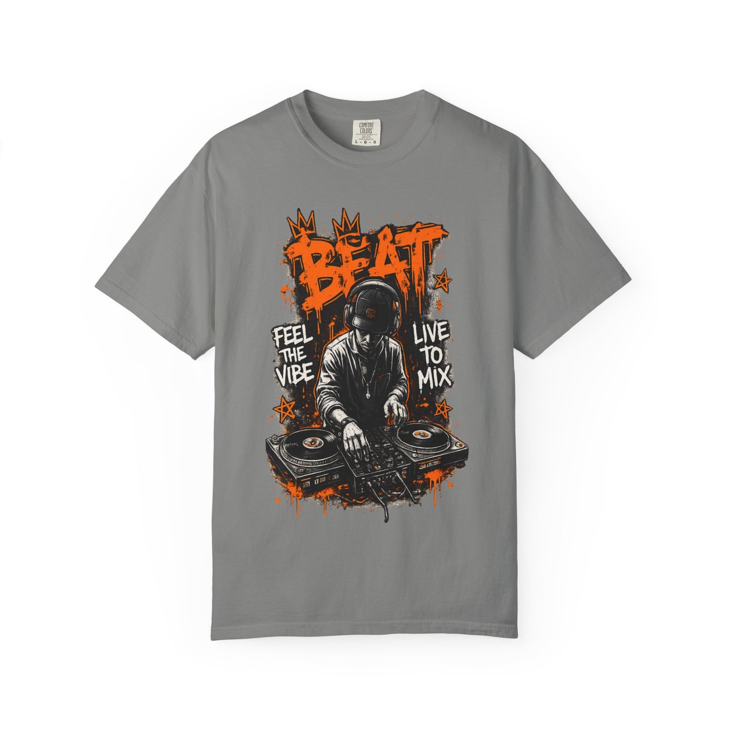 DJ Graffiti Tee – "Beat: Feel the Vibe, Live to Mix" Music Producer T-Shirt
