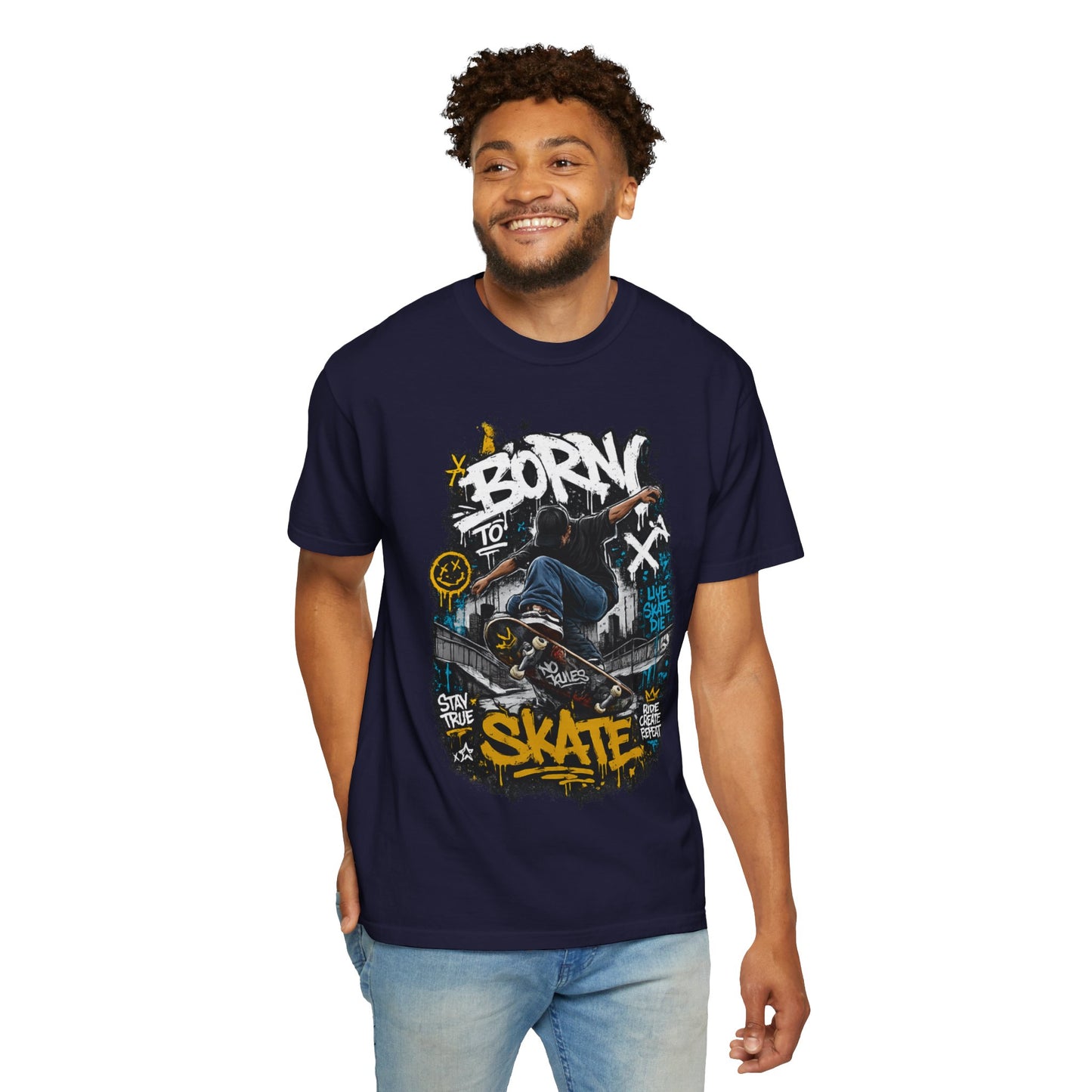 Born To Skate graphic tee | Skateboarder street art T-Shirt