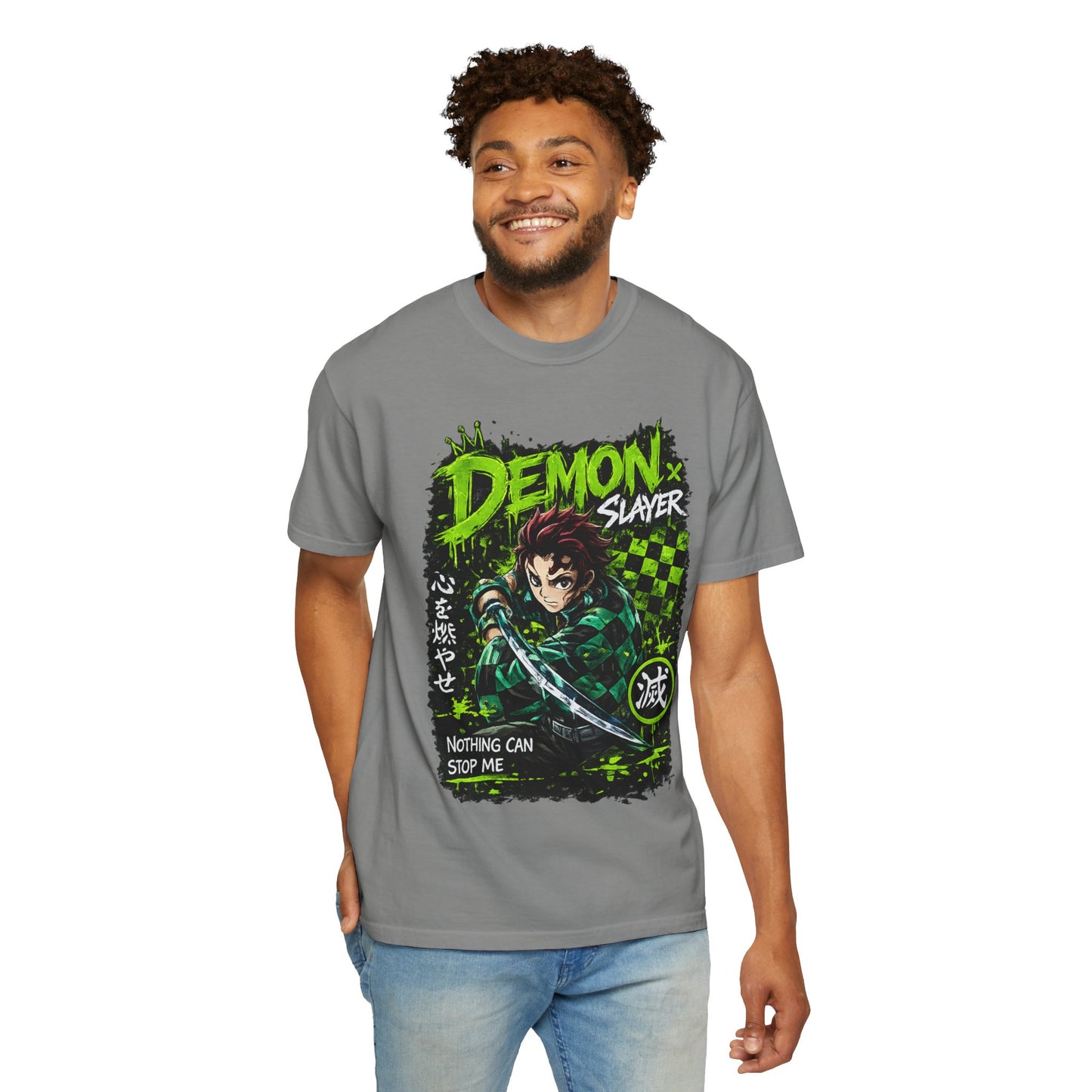 Demon Slayer Graphic T-Shirt — 'Nothing Can Stop Me' Anime Hero Tee