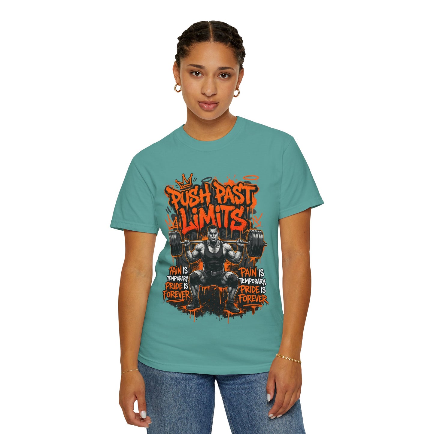 Push Past Limits weightlifting graphic tee | Motivational gym shirt