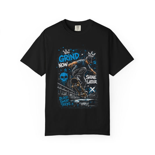 Skate Grind Now Tee — 'Grind Now Shine Later' Skateboard Graphic T-Shirt