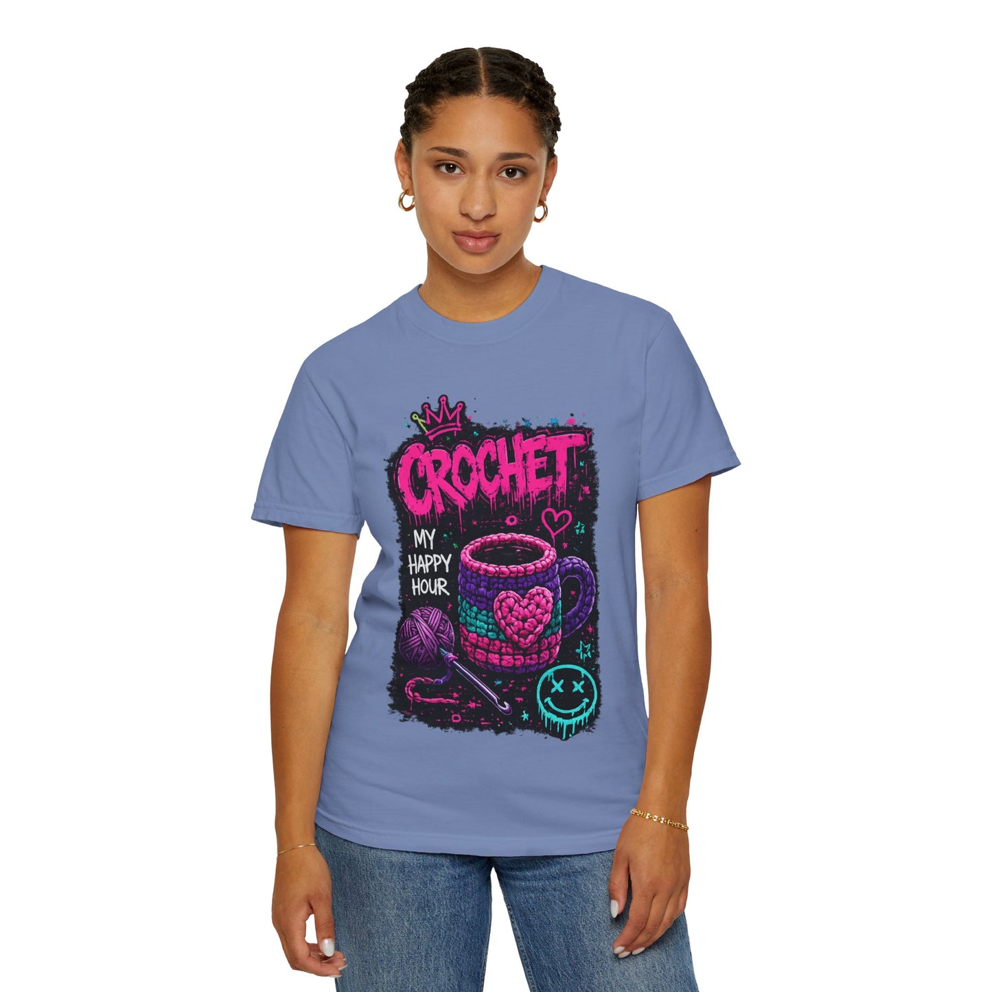 Crochet My Happy Hour T-Shirt — Funny Crochet Lover Tee