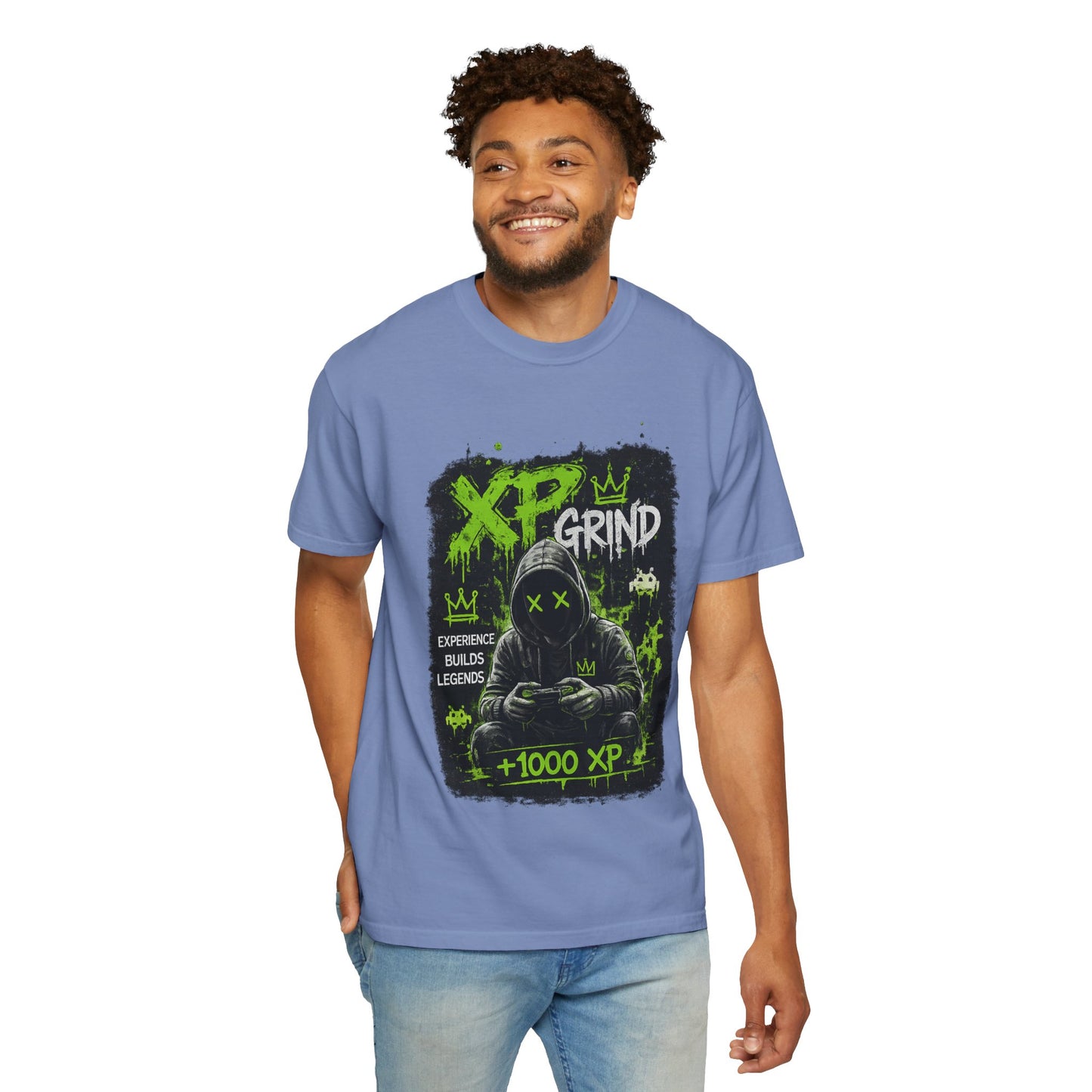 XP Grind Gamer T-Shirt — +1000 XP Hoodie-Style Graphic Tee for Gamers