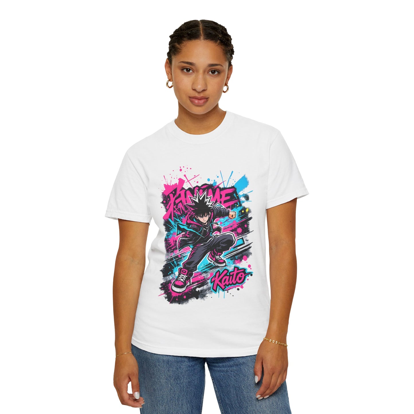 Skater Kaito Graphic T-Shirt — Neon Anime Streetwear