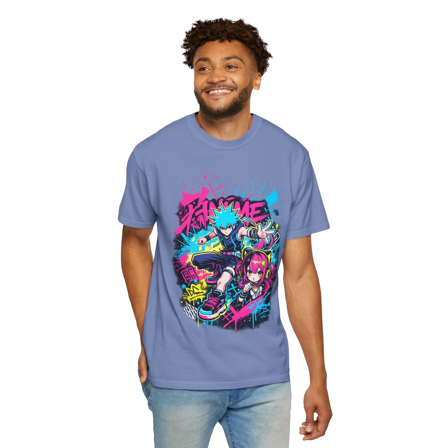 Anime Streetwear T‑Shirt — Neon Punk 'Eat Me' Graphic