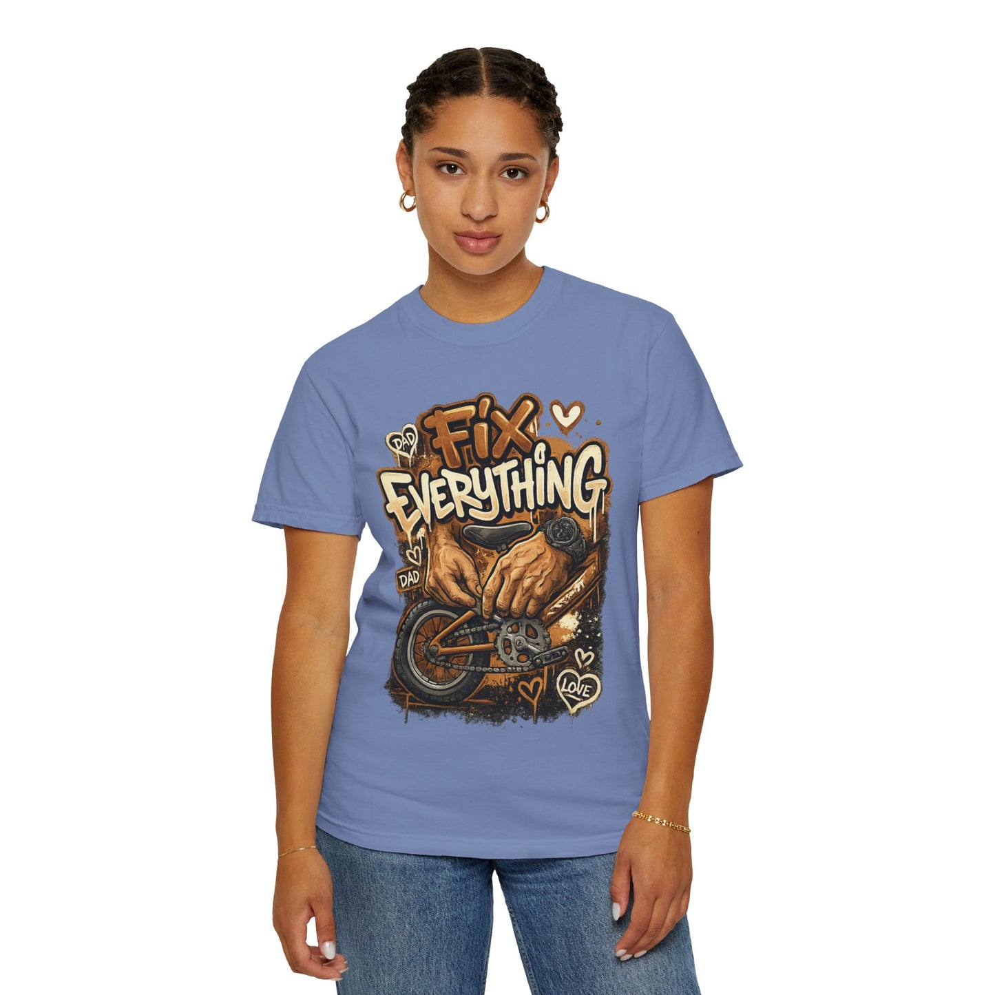 Fix Everything hands repairing bicycle T-Shirt | mechanic repair art
