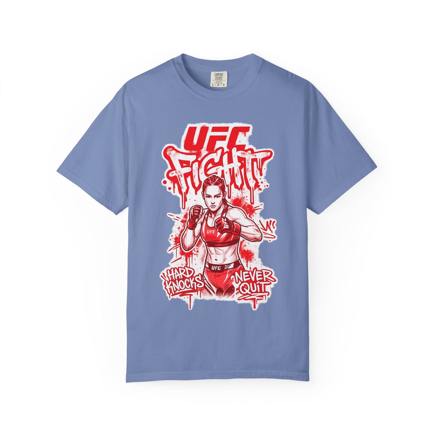 UFC Fight Graphic T-Shirt — "Hard Knocks Never Quit" MMA Fighter Tee