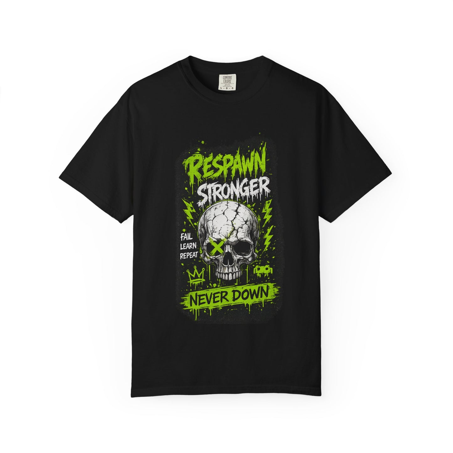 Respawn Stronger Skull T-Shirt — Never Down Gamer Graphic Tee