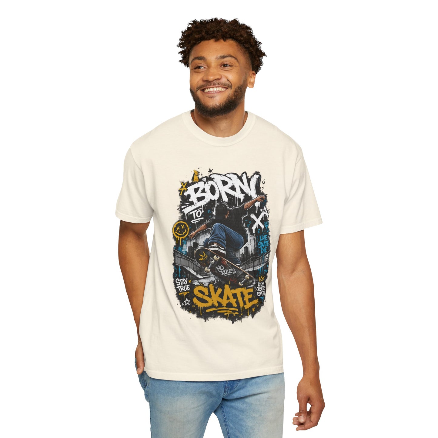 Born To Skate graphic tee | Skateboarder street art T-Shirt
