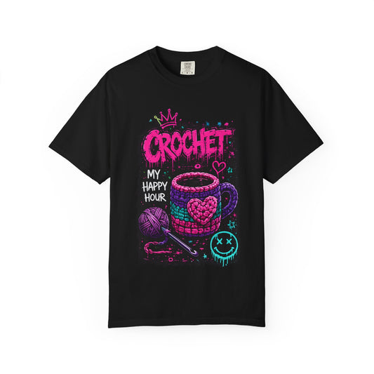 Crochet My Happy Hour T-Shirt — Funny Crochet Lover Tee