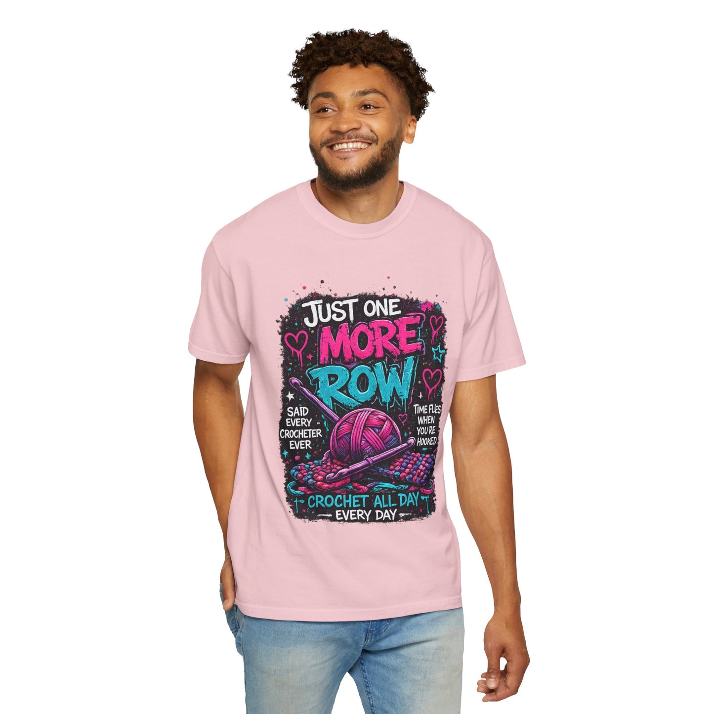 Crochet T‑Shirt — "Just One More Row" Yarn Lover Tee