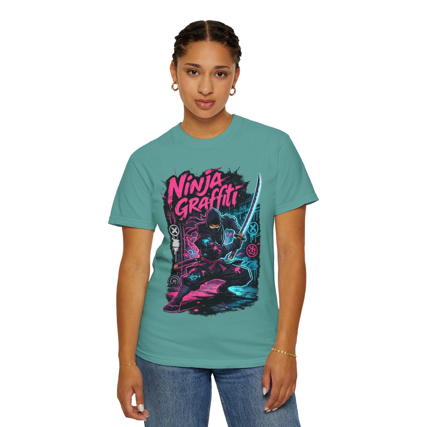Ninja Graffiti T-Shirt — Neon Samurai Street Art Tee