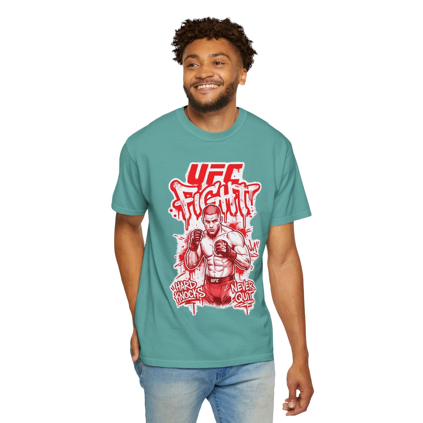 Fight Club MMA T-Shirt — 'UFC Fight' Graphic Tee, 'Hard Knocks Never Quit'