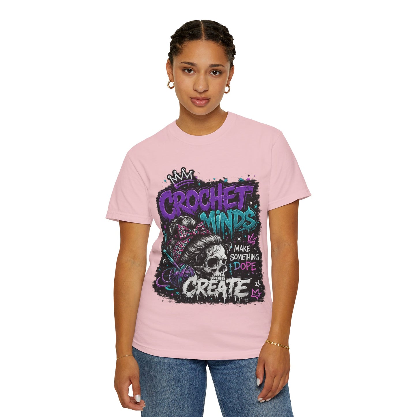Crochet Minds 'Make Something Dope' Graphic T-Shirt — Edgy Crochet Skull Tee