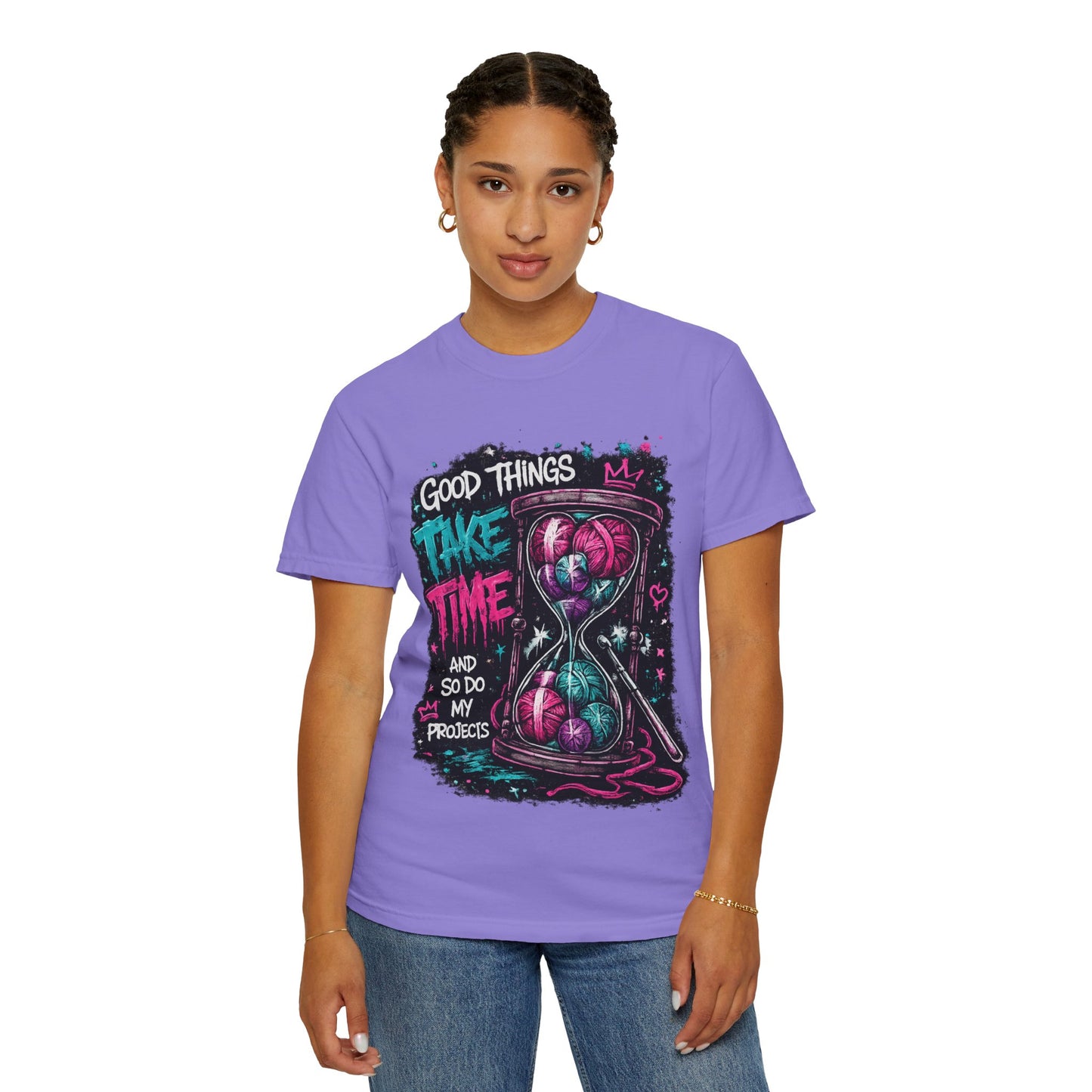 Motivational Hourglass T-Shirt — "Good Things Take Time" Graphic Tee