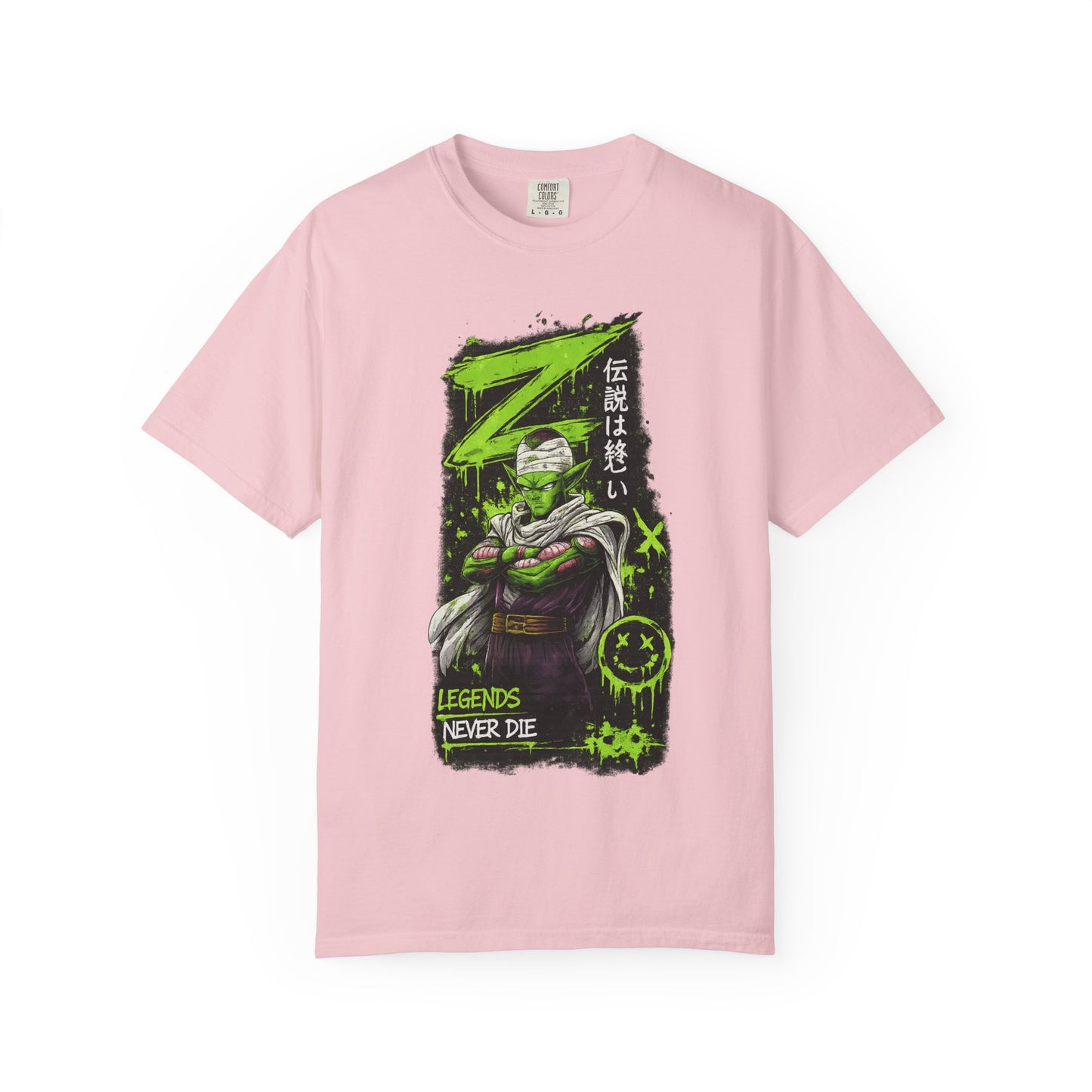 Dragon Warrior Graphic T-Shirt — "Legends Never Die" Neon Green Anime Design