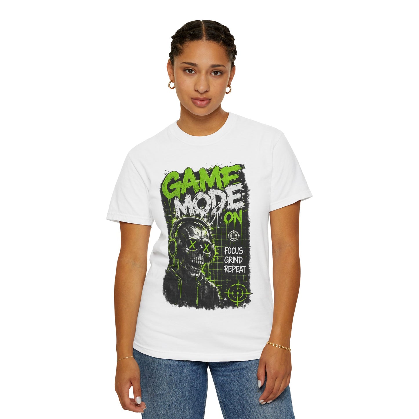 Game Mode On T-Shirt — Gamer Skull Graphic Tee (Focus Grind Repeat)