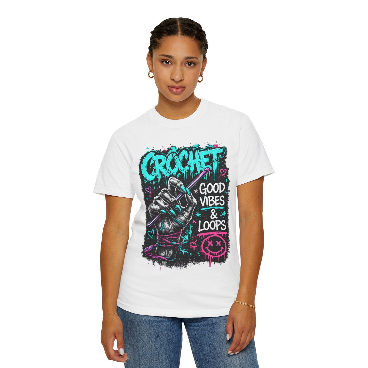 Crochet 'Good Vibes & Loops' Graphic T-Shirt