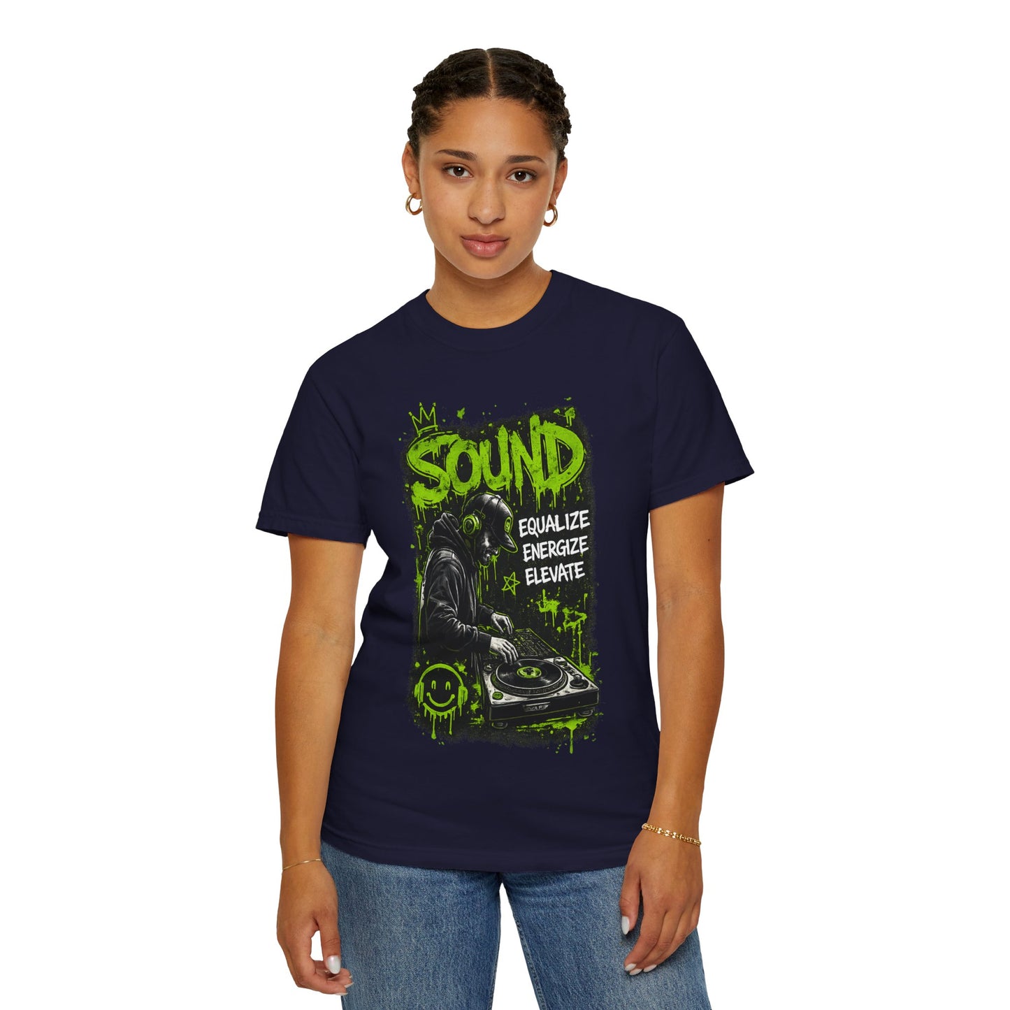 Sound DJ T-Shirt — "Sound: Equalize, Energize, Elevate" Graphic Tee