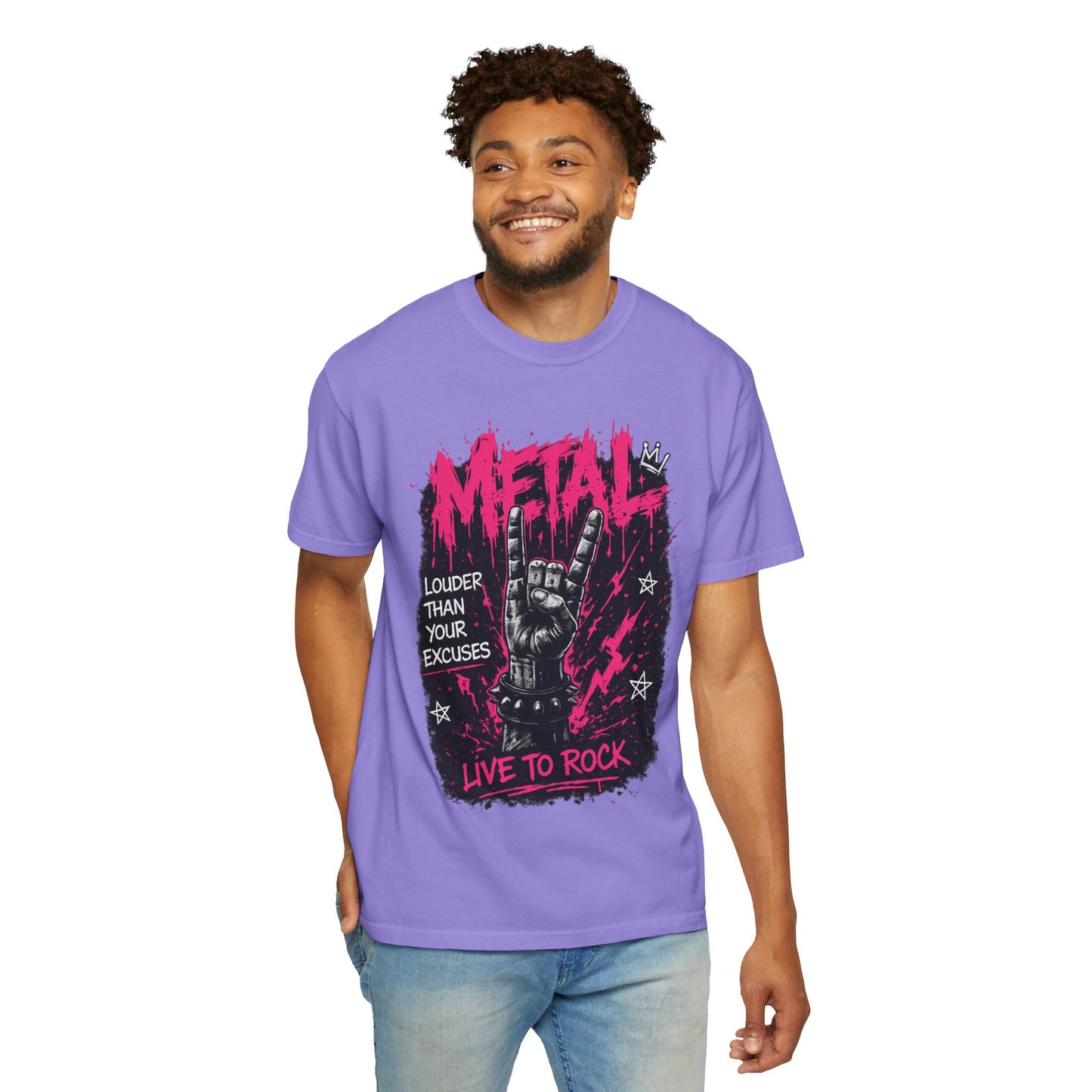 Metal "Live to Rock" T-Shirt — Louder Than Your Excuses Music Graphic Tee