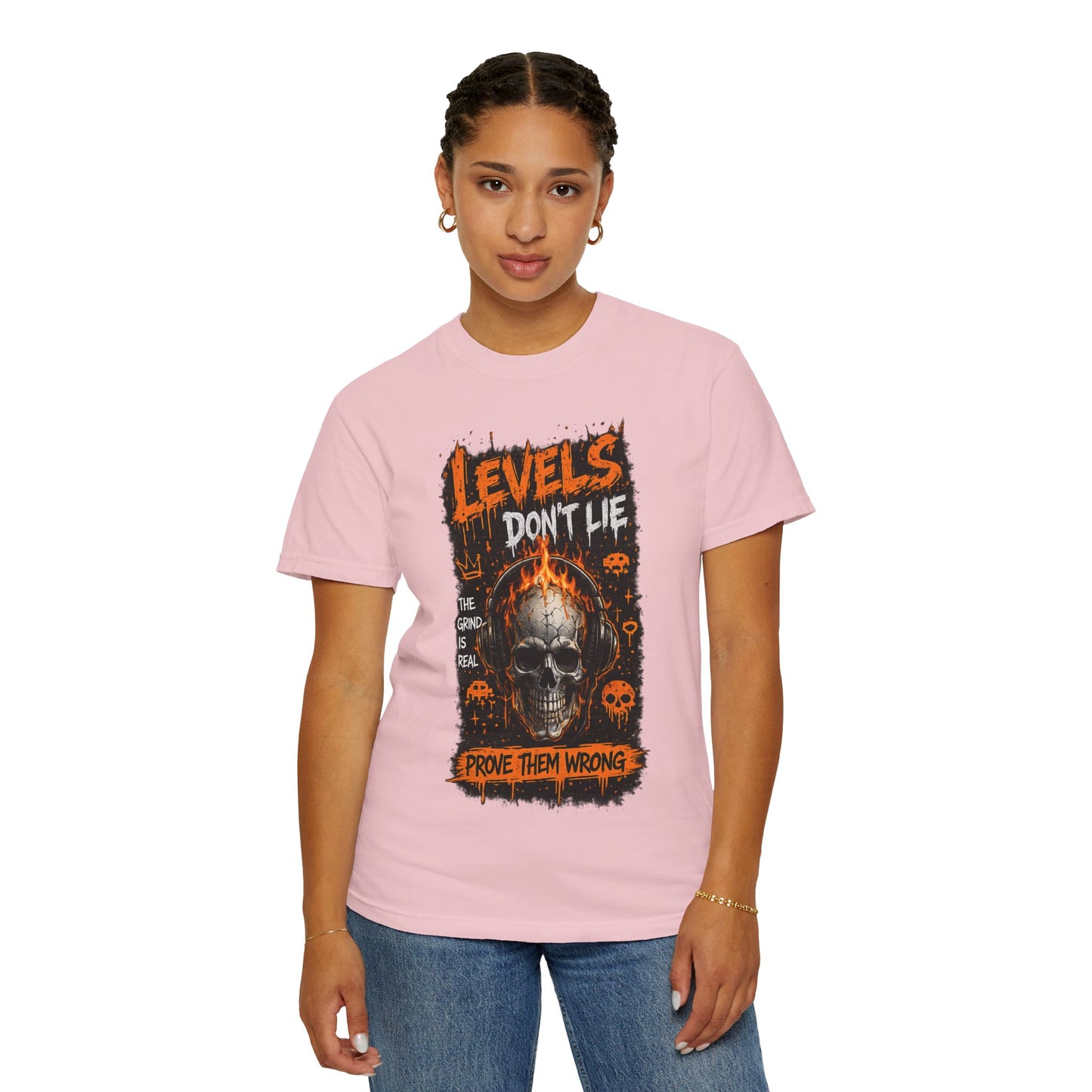 Skull 'Levels Don't Lie — Prove Them Wrong' Gaming T-Shirt