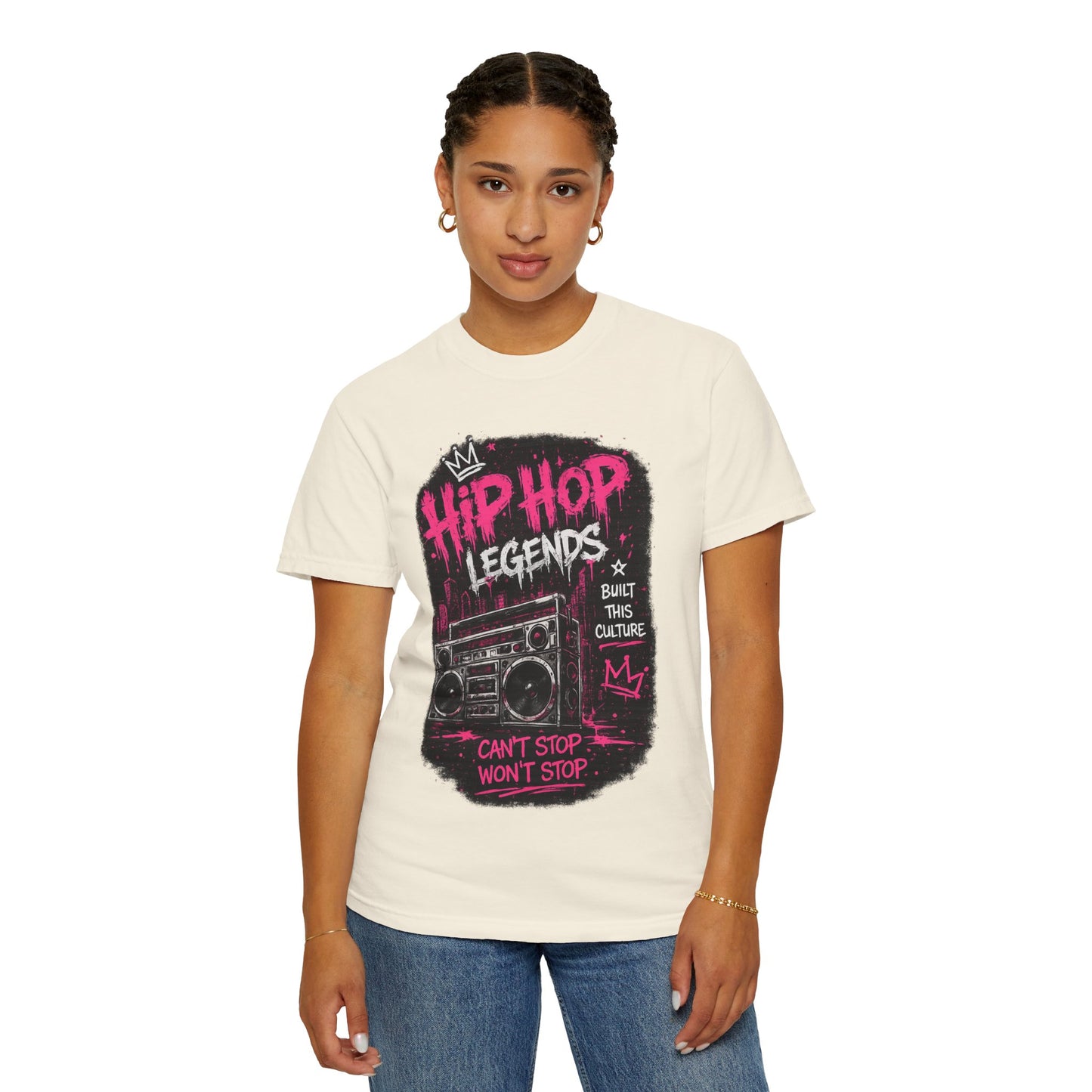 Hip Hop Legends Music T-Shirt — Can't Stop Won't Stop Retro Boombox Tee
