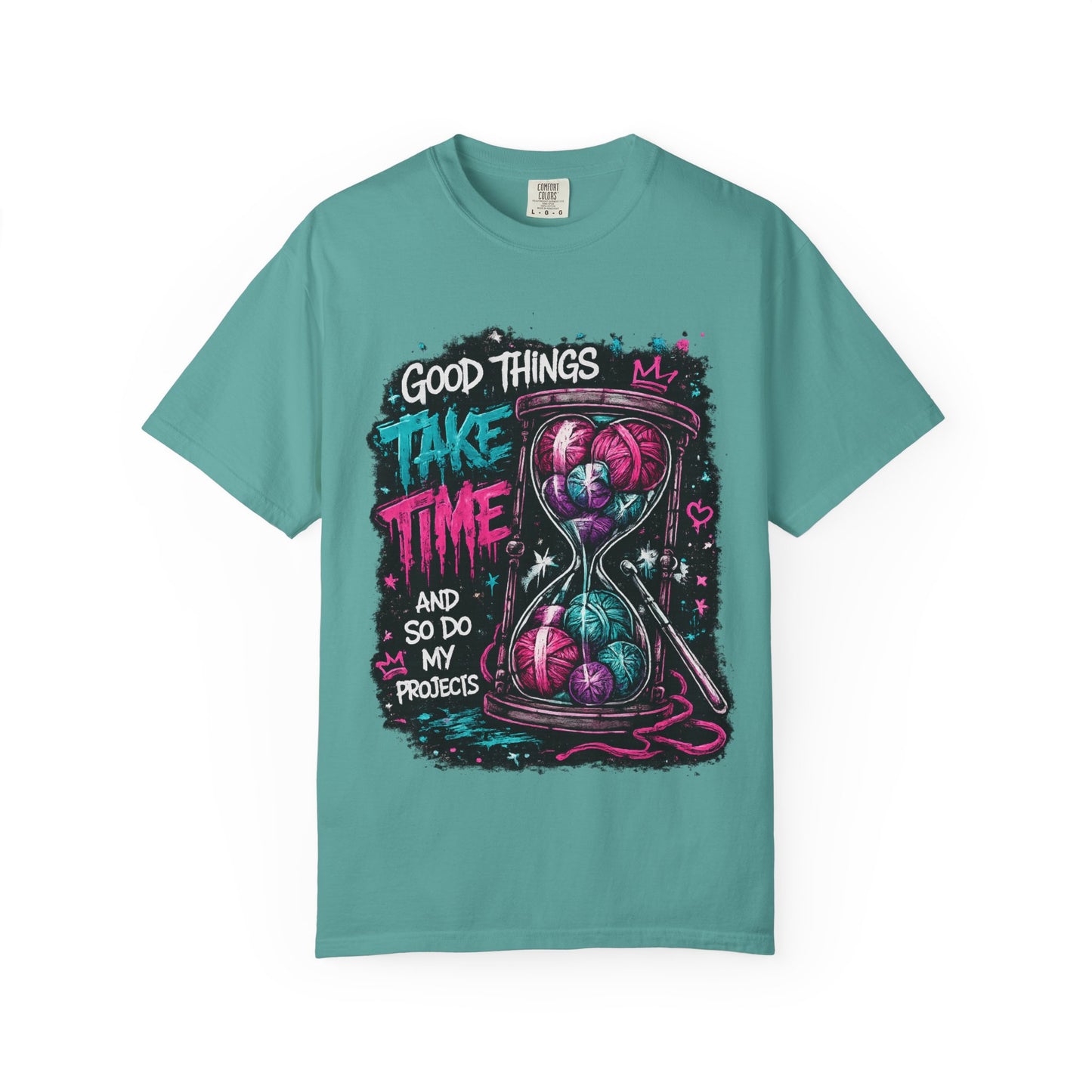 Motivational Hourglass T-Shirt — "Good Things Take Time" Graphic Tee