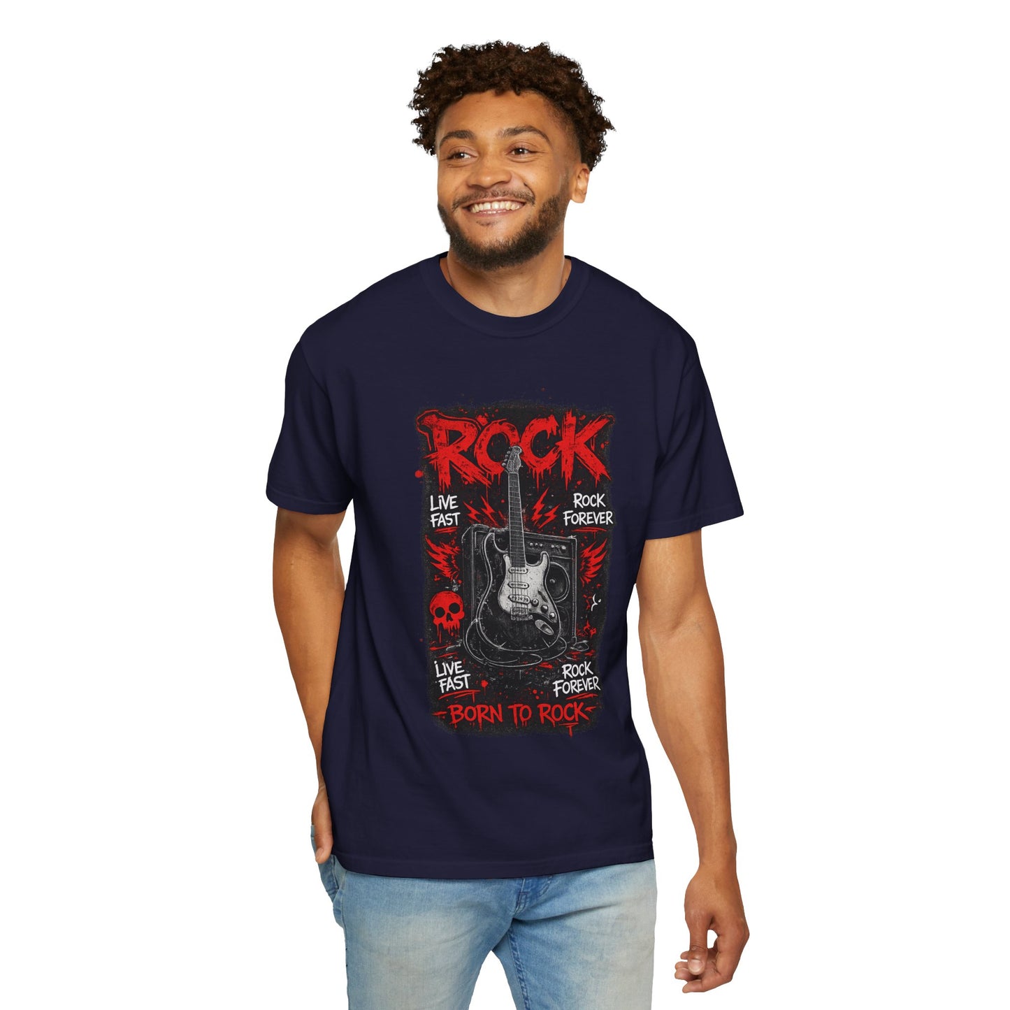 Rock 'Born to Rock' Guitar Graphic T-Shirt